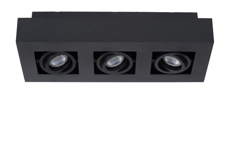 Lucide XIRAX - Spot plafond - LED Dim to warm - GU10 - 3x5W 2200K/3000K - Noir - éteint